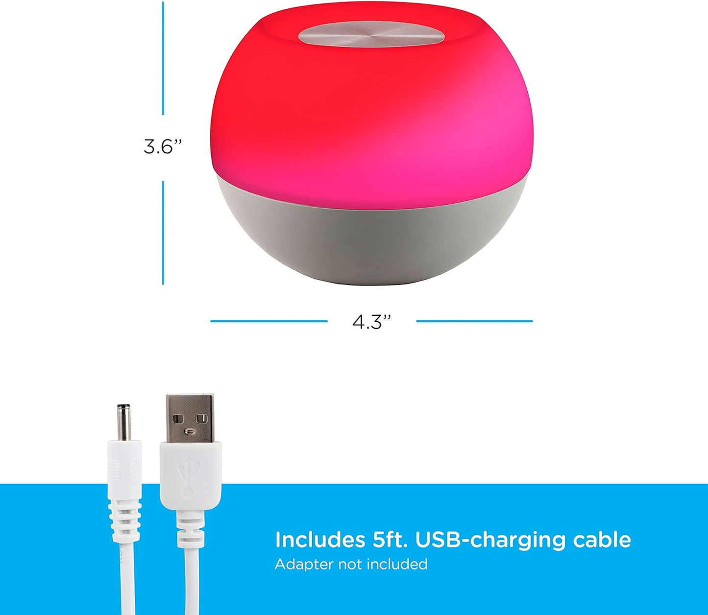 Color-Changing LED Lamp, Modern Night Light, Dimmable White & Vibrant RGB, Touch Sensor On/Off, Compact, Ideal for Bedside, Office, Dorm, Kid'S Room, Gray, 48080