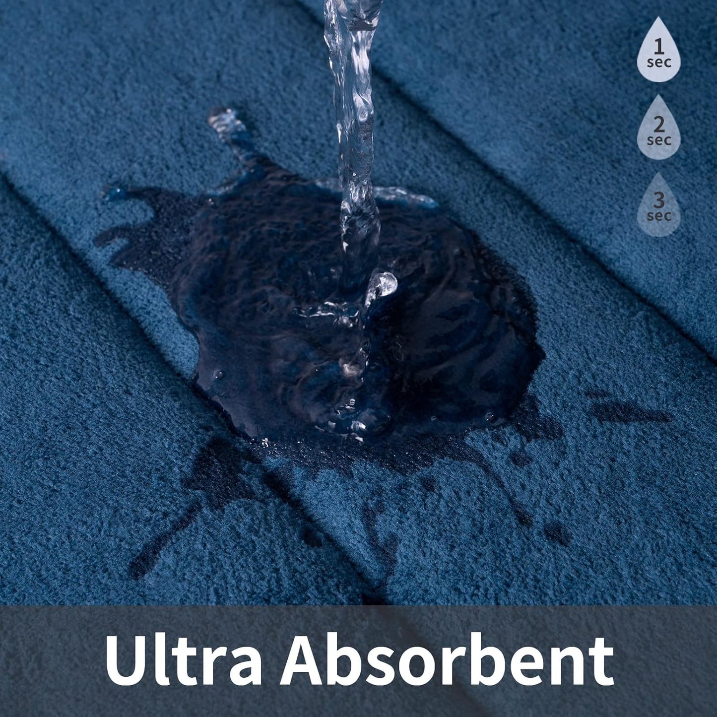 Memory Foam Bath Mat 20' X 32', Water Absorbent Shower Mat, Thick Non Slip Bath Rugs with PVC Backing, Ultra Soft Bath Rugs for Floor & Tub, Navy