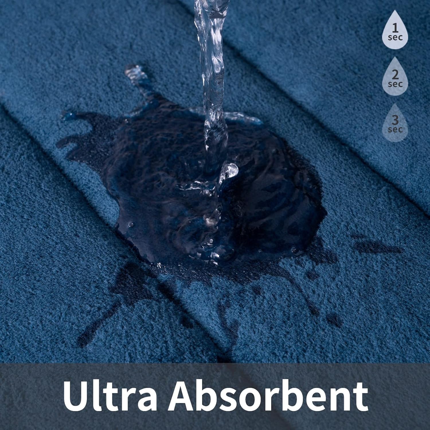 Memory Foam Bath Mat 20' X 32', Water Absorbent Shower Mat, Thick Non Slip Bath Rugs with PVC Backing, Ultra Soft Bath Rugs for Floor & Tub, Navy