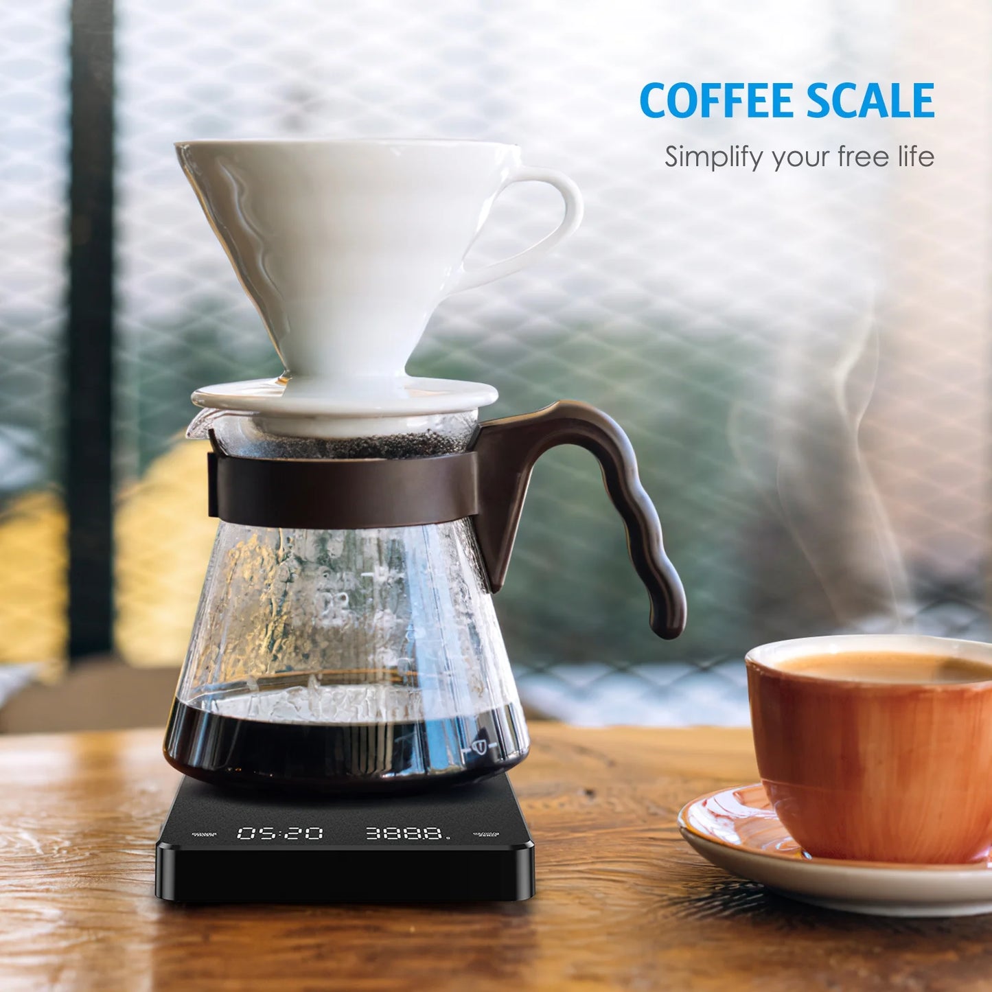 Digital Scale,  3Kg/0.1G Coffee Scale Rechargeable Pour-Over Digital Coffee Scale with Touch Sensor Precise Scale for Kitchen Home Office