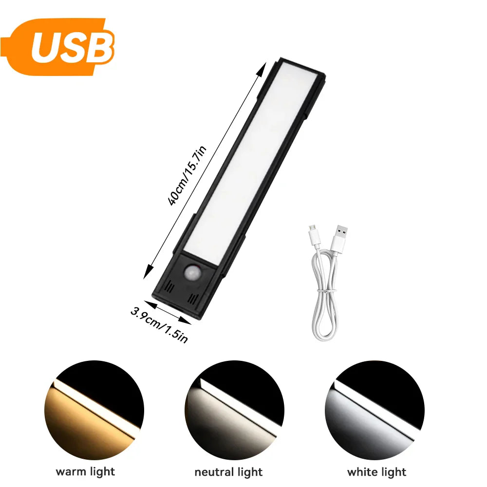 LED Motion Sensor Light Night Light USB under Cabinet Light for Kitchen Cabinet Bedroom Wardrobe Sensor Indoor Lighting
