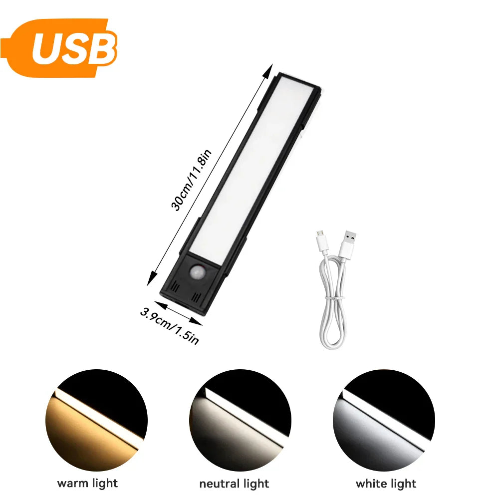 LED Motion Sensor Light Night Light USB under Cabinet Light for Kitchen Cabinet Bedroom Wardrobe Sensor Indoor Lighting