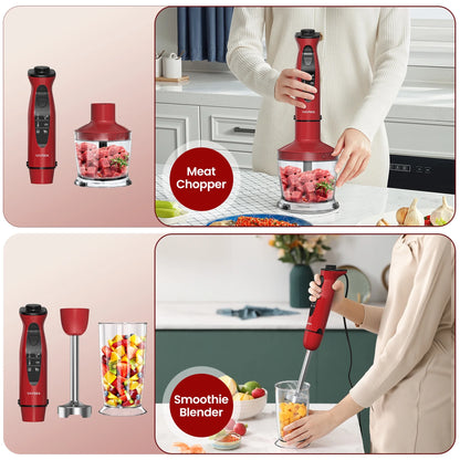 Immersion Blender, 1100W 5-In-1 Hand Blender, 24-Speed Handheld Stick Blender for Kitchen, Chopper, Beaker, Whisk, Milk Frother, for Baby Food Processor/Smoothies, New