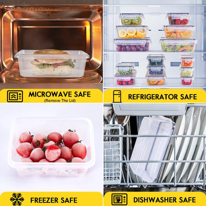 48-Piece Deluxe Food Storage Containers Set - Airtight, Bpa-Free, Easy-Snap Lids, and Stackable - Includes 24 Containers, 24 Lids, Free Labels, and Marker for Pantry and Kitchen Organization