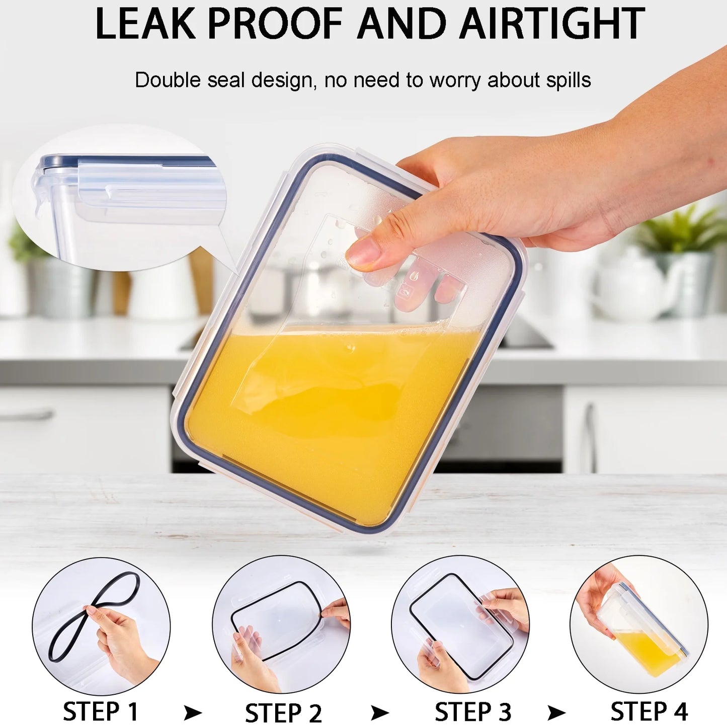 48-Piece Deluxe Food Storage Containers Set - Airtight, Bpa-Free, Easy-Snap Lids, and Stackable - Includes 24 Containers, 24 Lids, Free Labels, and Marker for Pantry and Kitchen Organization