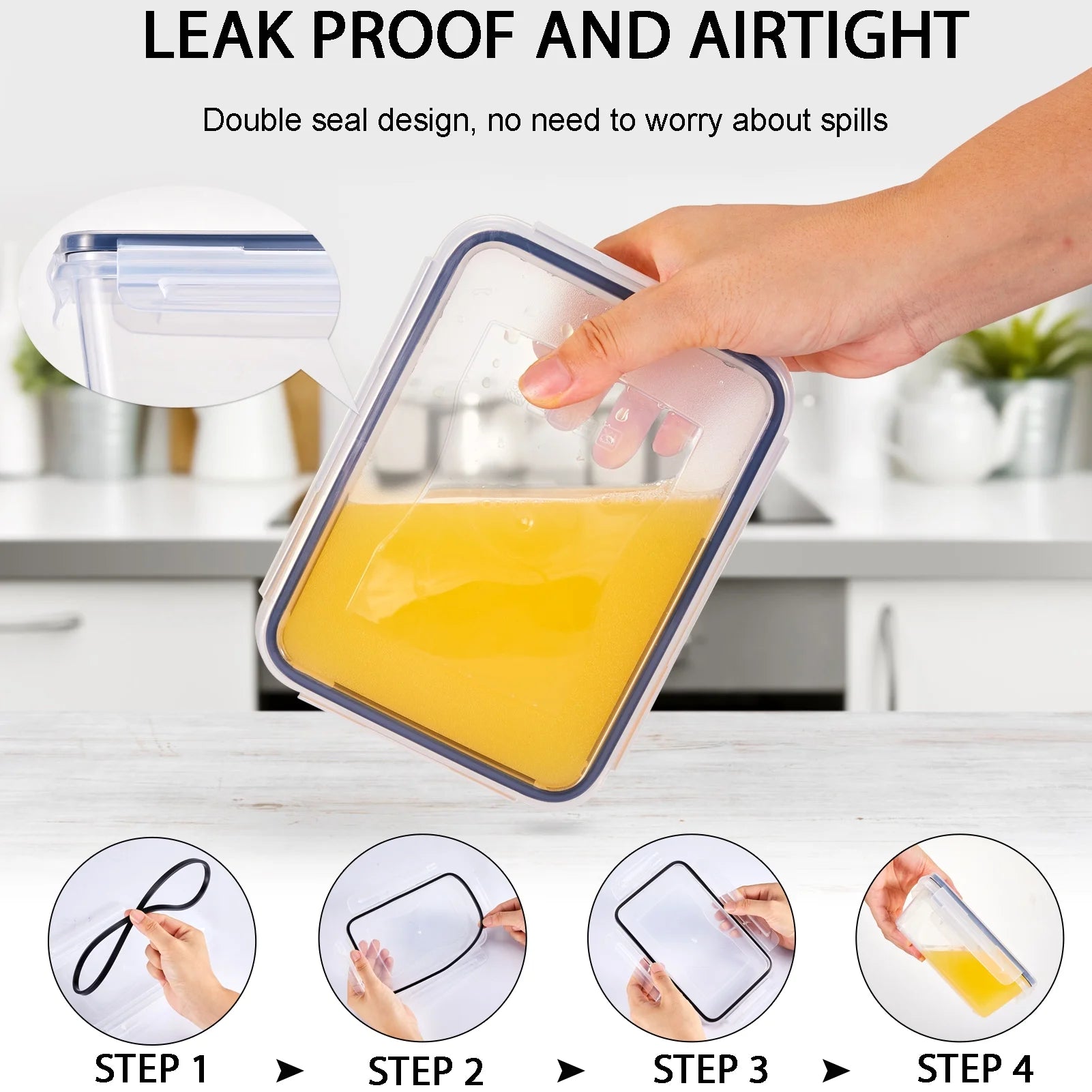 48-Piece Deluxe Food Storage Containers Set - Airtight, Bpa-Free, Easy-Snap Lids, and Stackable - Includes 24 Containers, 24 Lids, Free Labels, and Marker for Pantry and Kitchen Organization