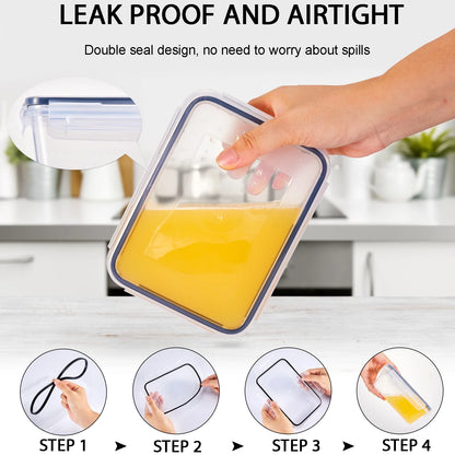 48-Piece Deluxe Food Storage Containers Set - Airtight, Bpa-Free, Easy-Snap Lids, and Stackable - Includes 24 Containers, 24 Lids, Free Labels, and Marker for Pantry and Kitchen Organization