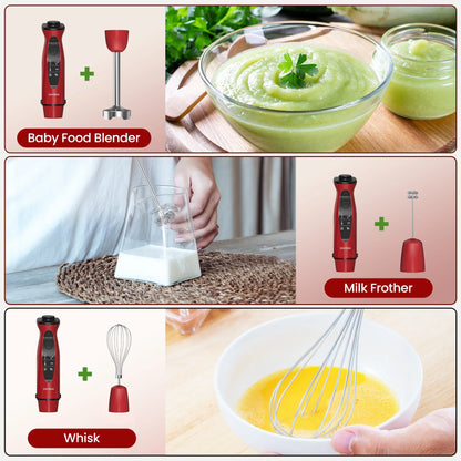Immersion Blender, 1100W 5-In-1 Hand Blender, 24-Speed Handheld Stick Blender for Kitchen, Chopper, Beaker, Whisk, Milk Frother, for Baby Food Processor/Smoothies, New