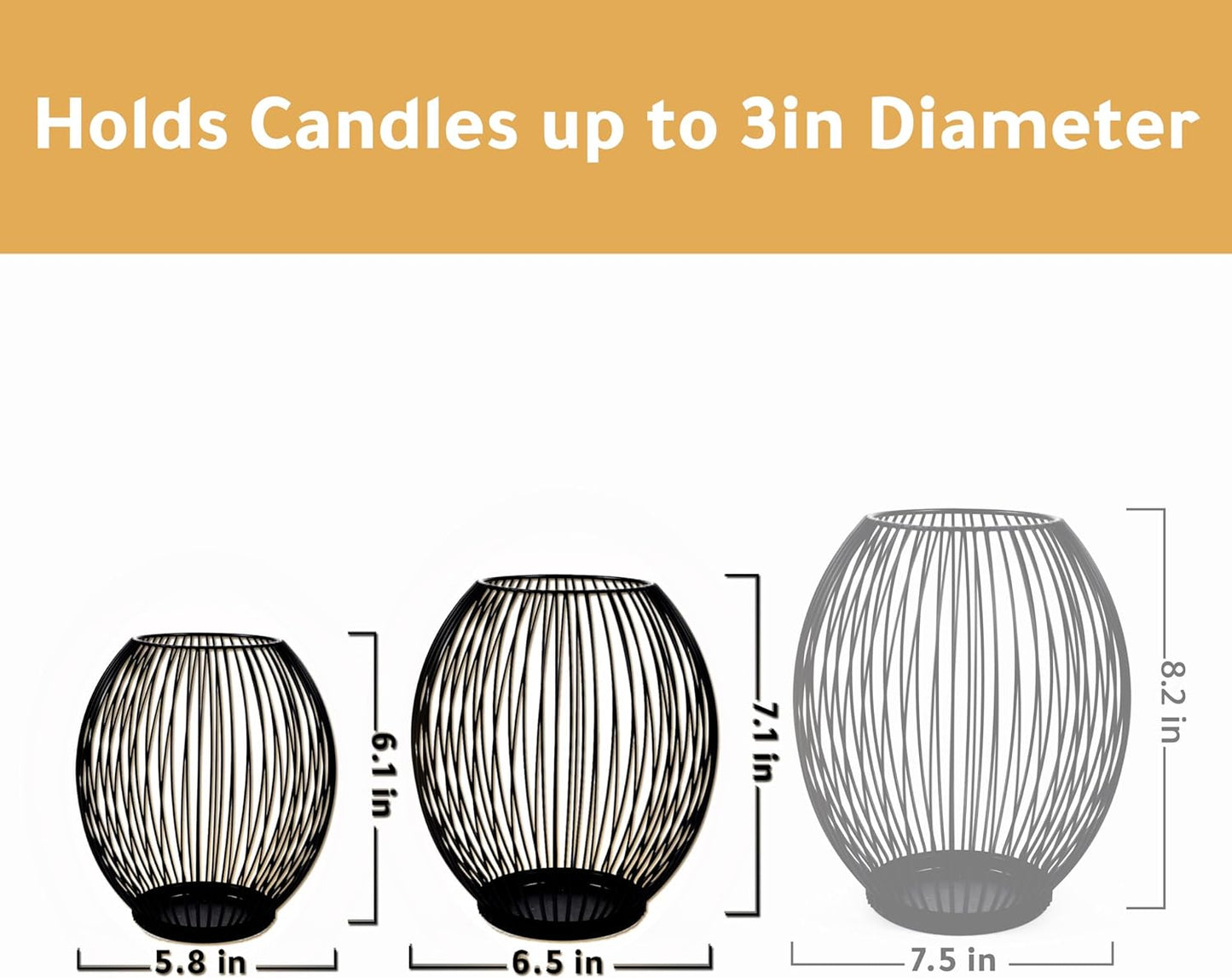 Outdoor Candle Holder Decor Set - Black Candle Holder - Candles Holders for Table Centerpiece - Hurricane Candles Holder for Pillar Candles Cage Candle Holders Black Wire Decorative