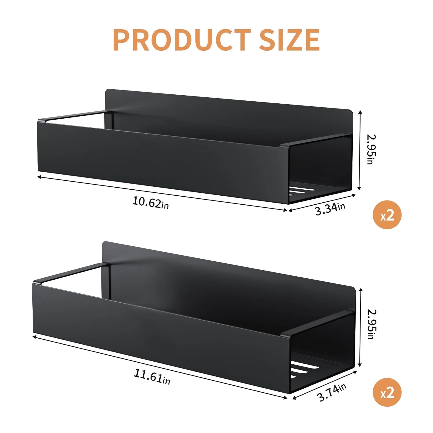 Magnetic Spice Rack Organizer, 4 Pack Moveable Fridge Spice Shelves for Refrigerator and Oven, Refrigerator Shelf-Black