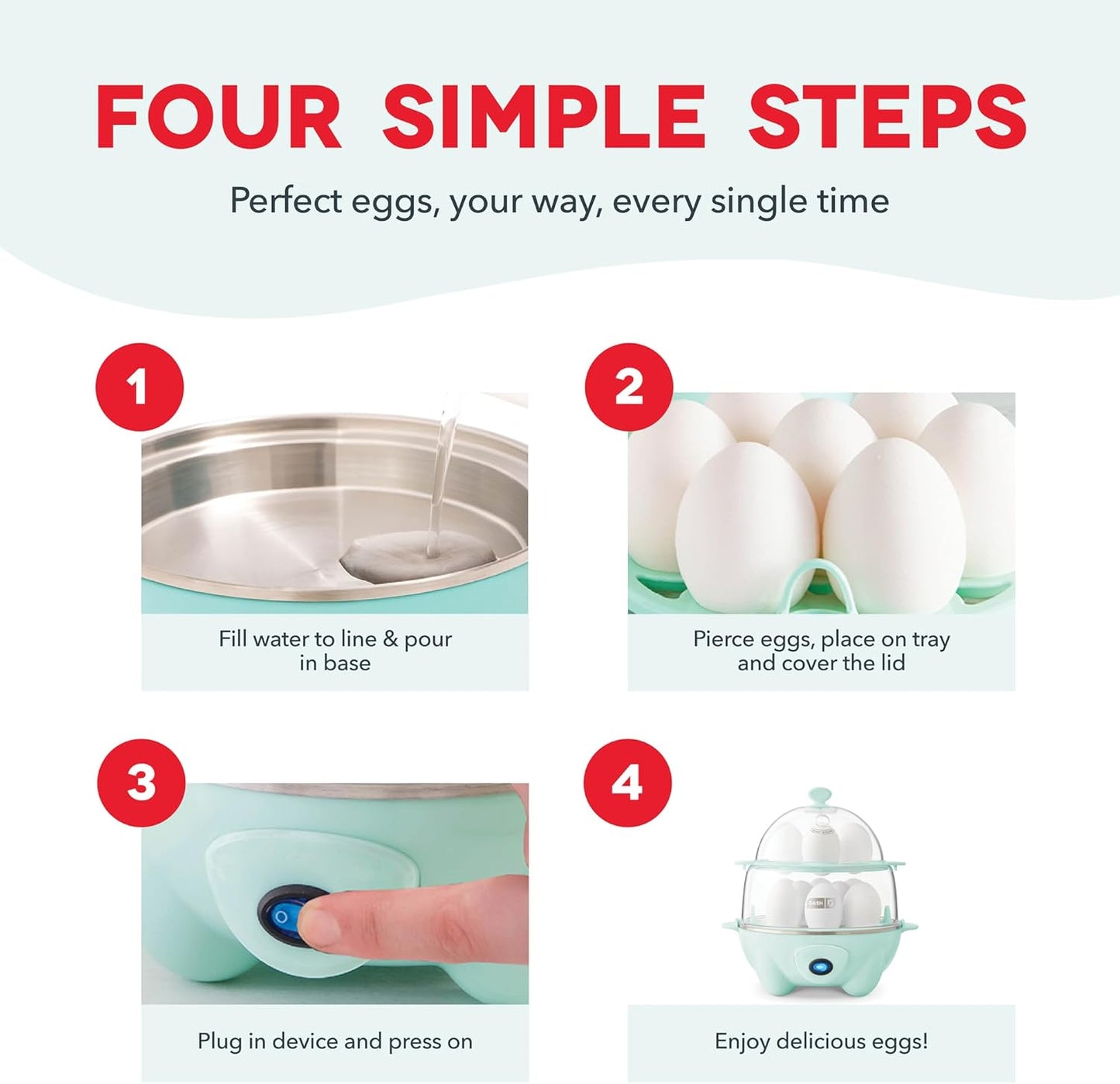 Deluxe Egg Cooker - Boiler, Poacher & Steamer - Includes Measuring & Recipe Guide - Dishwasher Safe - Holds 12 Eggs, Black