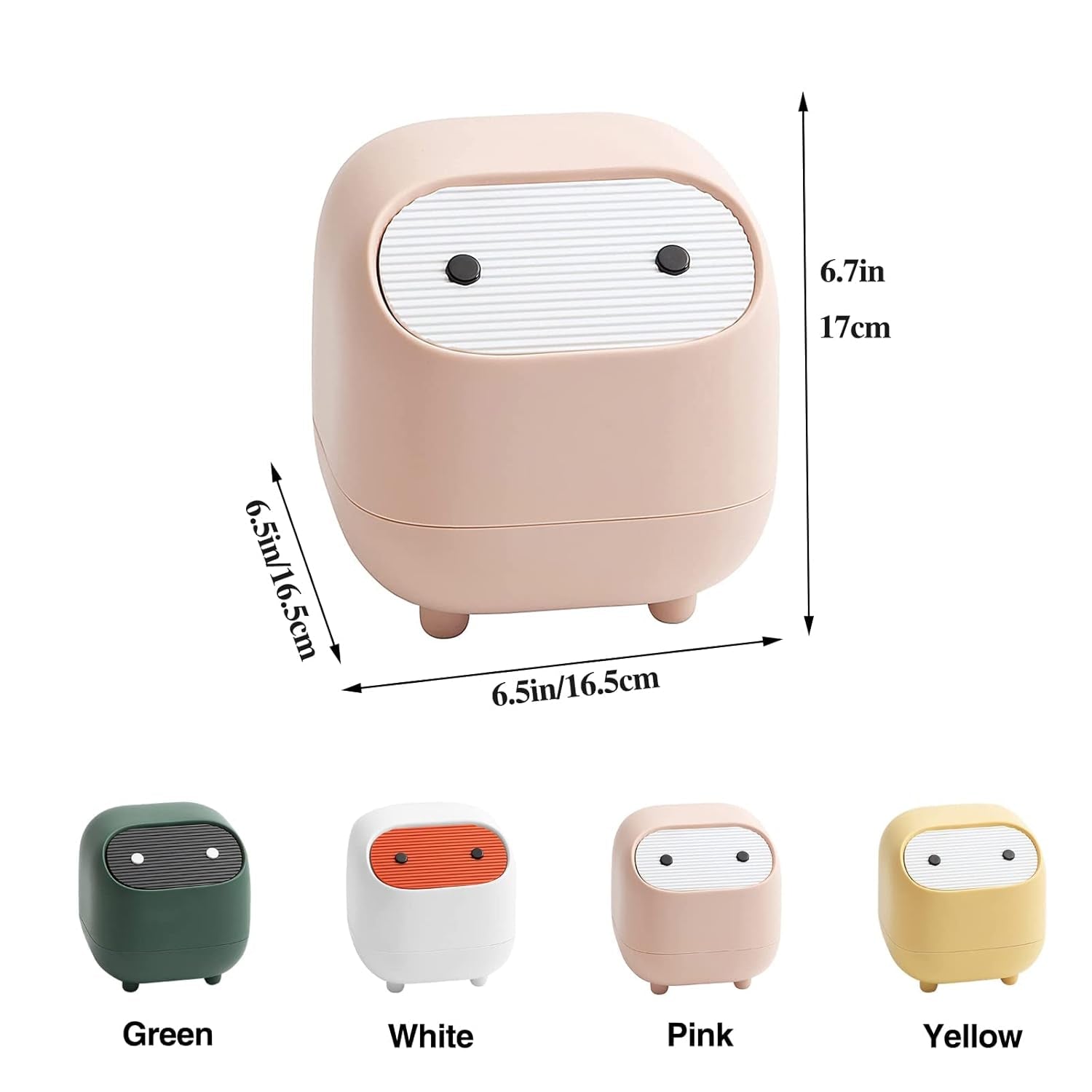 Mini Trash Can with Lid, Cute Ninja Desktop Trash Cans, Small Trash Can Office Plastic Garbage Can for Bathroom Vanity, Desktop, Office or Coffee Table (Pink)