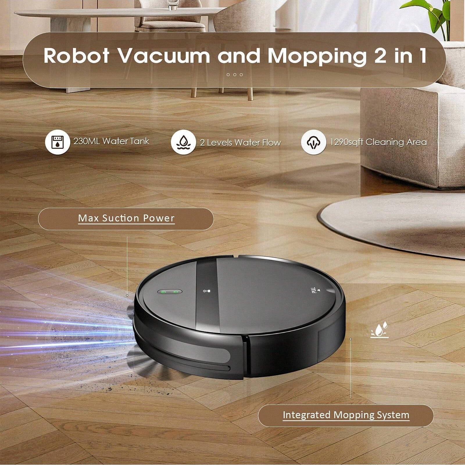 Robot Vacuum Cleaner, Robot Vacuum Cleaner and Mop Combo with 6000Pa Strong Suction, Robotic Vacuum Cleaner, App/Alexa, Robotic Vacuum with Wifi, Self-Charging Mopping Robot Vacuum Cleaner