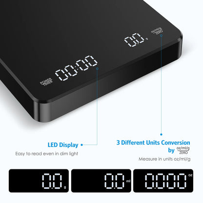 Digital Scale,  3Kg/0.1G Coffee Scale Rechargeable Pour-Over Digital Coffee Scale with Touch Sensor Precise Scale for Kitchen Home Office