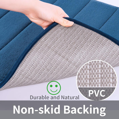 Memory Foam Bath Mat 20' X 32', Water Absorbent Shower Mat, Thick Non Slip Bath Rugs with PVC Backing, Ultra Soft Bath Rugs for Floor & Tub, Navy