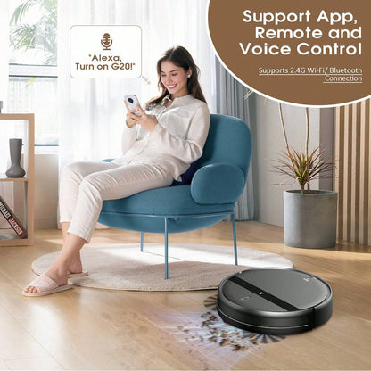 Robot Vacuum Cleaner, Robot Vacuum Cleaner and Mop Combo with 6000Pa Strong Suction, Robotic Vacuum Cleaner, App/Alexa, Robotic Vacuum with Wifi, Self-Charging Mopping Robot Vacuum Cleaner