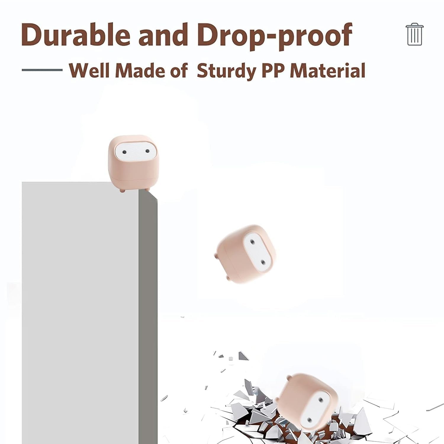 Mini Trash Can with Lid, Cute Ninja Desktop Trash Cans, Small Trash Can Office Plastic Garbage Can for Bathroom Vanity, Desktop, Office or Coffee Table (Pink)