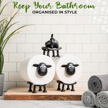 Sheep Toilet Roll Holder, Free Standing Bathroom Set, 3D Printed, Funny Hilarious Black Sheep Loo Roll Holder, Tissue Paper Storage, Cute Bathroom Decor, X3, Set of 3