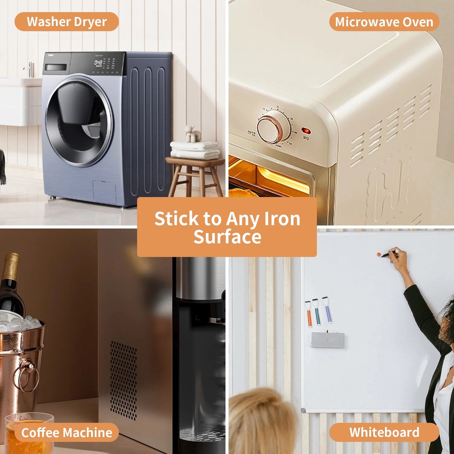 Magnetic Spice Rack Organizer, 4 Pack Moveable Fridge Spice Shelves for Refrigerator and Oven, Refrigerator Shelf-Black