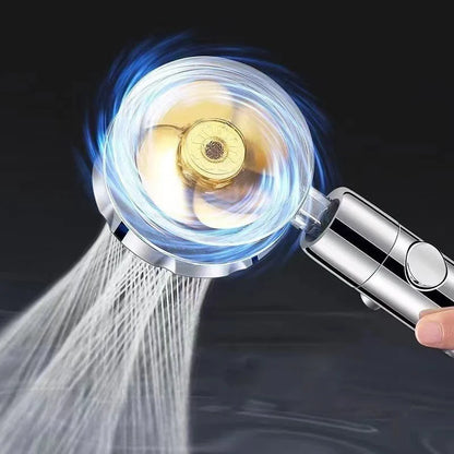 High Pressure Water-Saving Spray 360 Degree Rotating Turbine Fan Shower Head Adjustable Shower Head Filter Bathroom Accessories