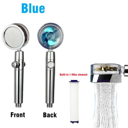 High Pressure Water-Saving Spray 360 Degree Rotating Turbine Fan Shower Head Adjustable Shower Head Filter Bathroom Accessories