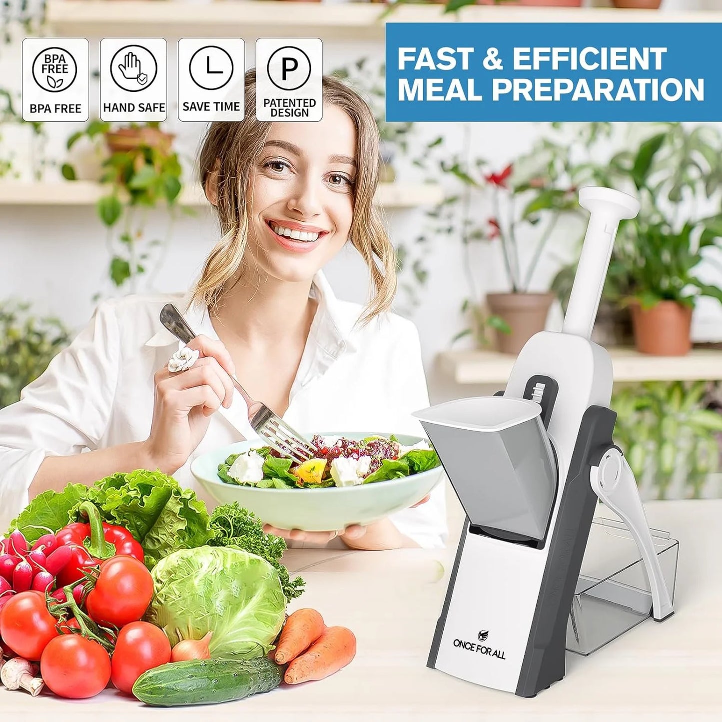 Mandoline Food Slicer, Adjustable Slices 0.1-8Mm, Gray