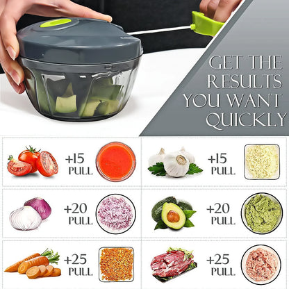 Cambom Manual Food Chopper Vegetable Cutter, Hand String Vegetable Chopper Onions Cutter for Vegetable Fruits Nuts BPA Free Food Safe Material