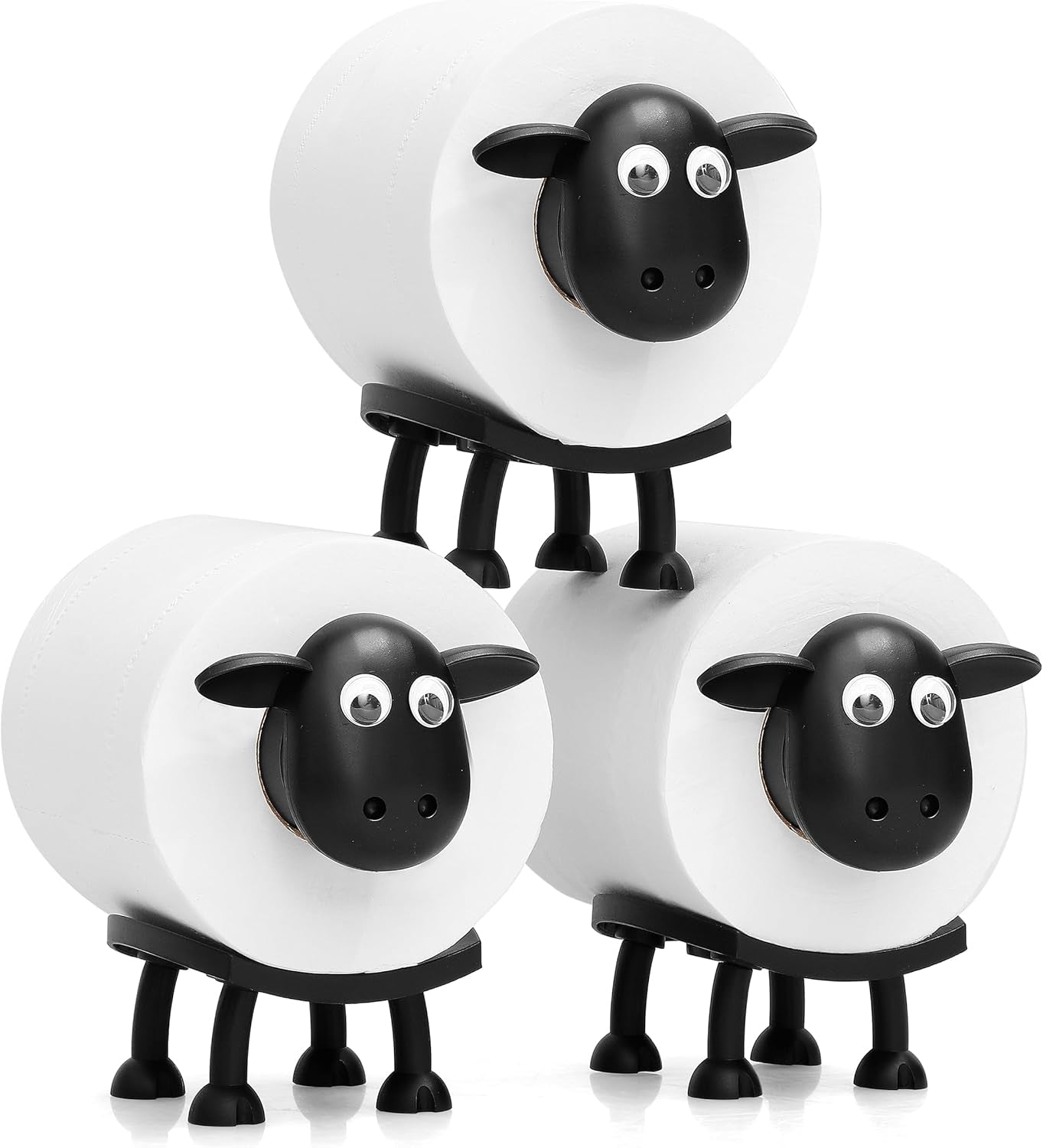 Sheep Toilet Roll Holder, Free Standing Bathroom Set, 3D Printed, Funny Hilarious Black Sheep Loo Roll Holder, Tissue Paper Storage, Cute Bathroom Decor, X3, Set of 3