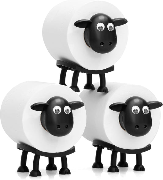 Sheep Toilet Roll Holder, Free Standing Bathroom Set, 3D Printed, Funny Hilarious Black Sheep Loo Roll Holder, Tissue Paper Storage, Cute Bathroom Decor, X3, Set of 3