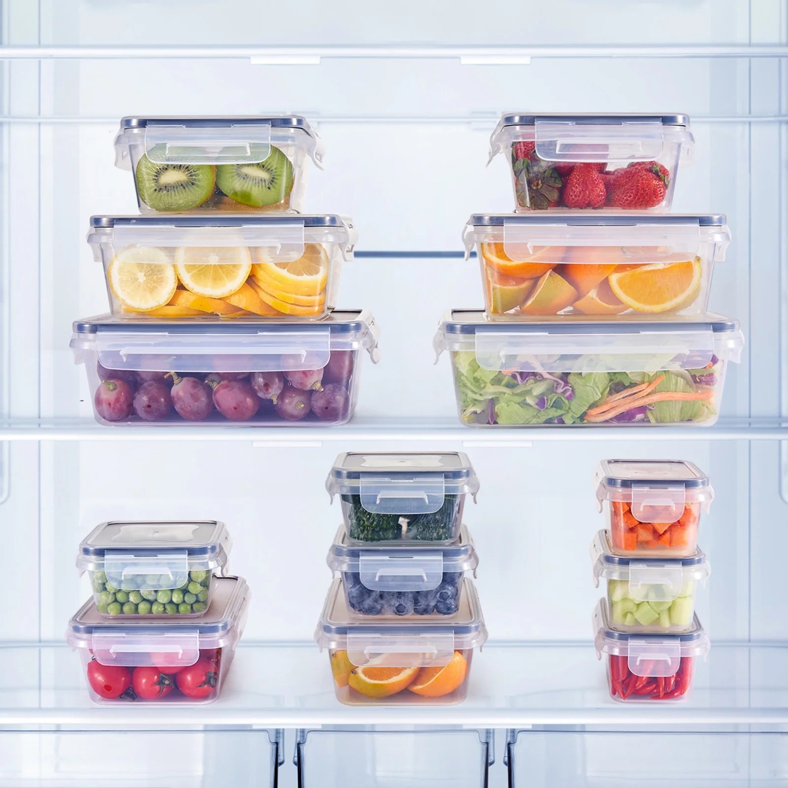 48-Piece Deluxe Food Storage Containers Set - Airtight, Bpa-Free, Easy-Snap Lids, and Stackable - Includes 24 Containers, 24 Lids, Free Labels, and Marker for Pantry and Kitchen Organization
