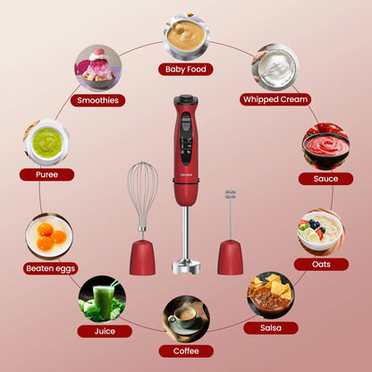 Immersion Blender, 1100W 5-In-1 Hand Blender, 24-Speed Handheld Stick Blender for Kitchen, Chopper, Beaker, Whisk, Milk Frother, for Baby Food Processor/Smoothies, New