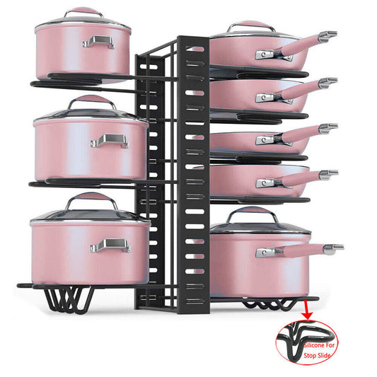 Pots and Pans Organizer for Cabinet 8 Tier Adjustable Pot Rack with 3 DIY Method