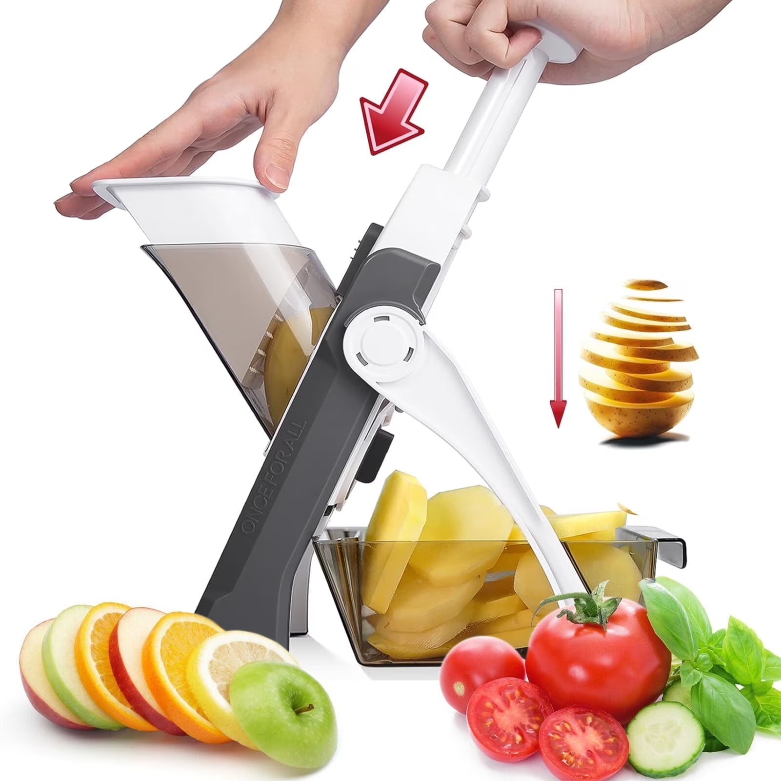 Mandoline Food Slicer, Adjustable Slices 0.1-8Mm, Gray