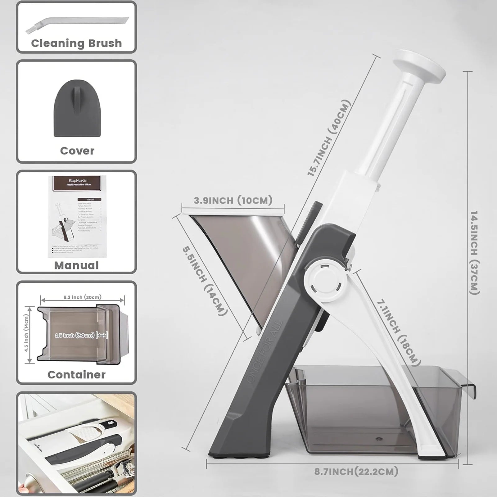 Mandoline Food Slicer, Adjustable Slices 0.1-8Mm, Gray