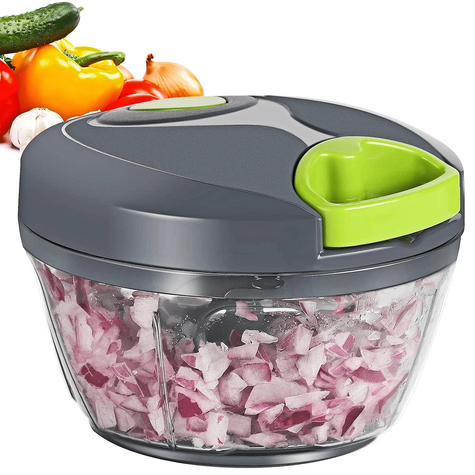 Cambom Manual Food Chopper Vegetable Cutter, Hand String Vegetable Chopper Onions Cutter for Vegetable Fruits Nuts BPA Free Food Safe Material