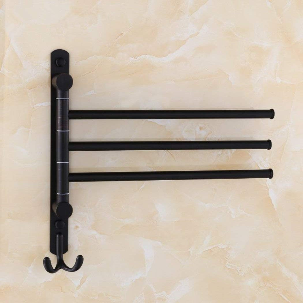 Oil Rubbed Bronze Swing Out Towel Racks for Bathroom Holder Wall Mounted Towel Bars with Hooks 3-Arm