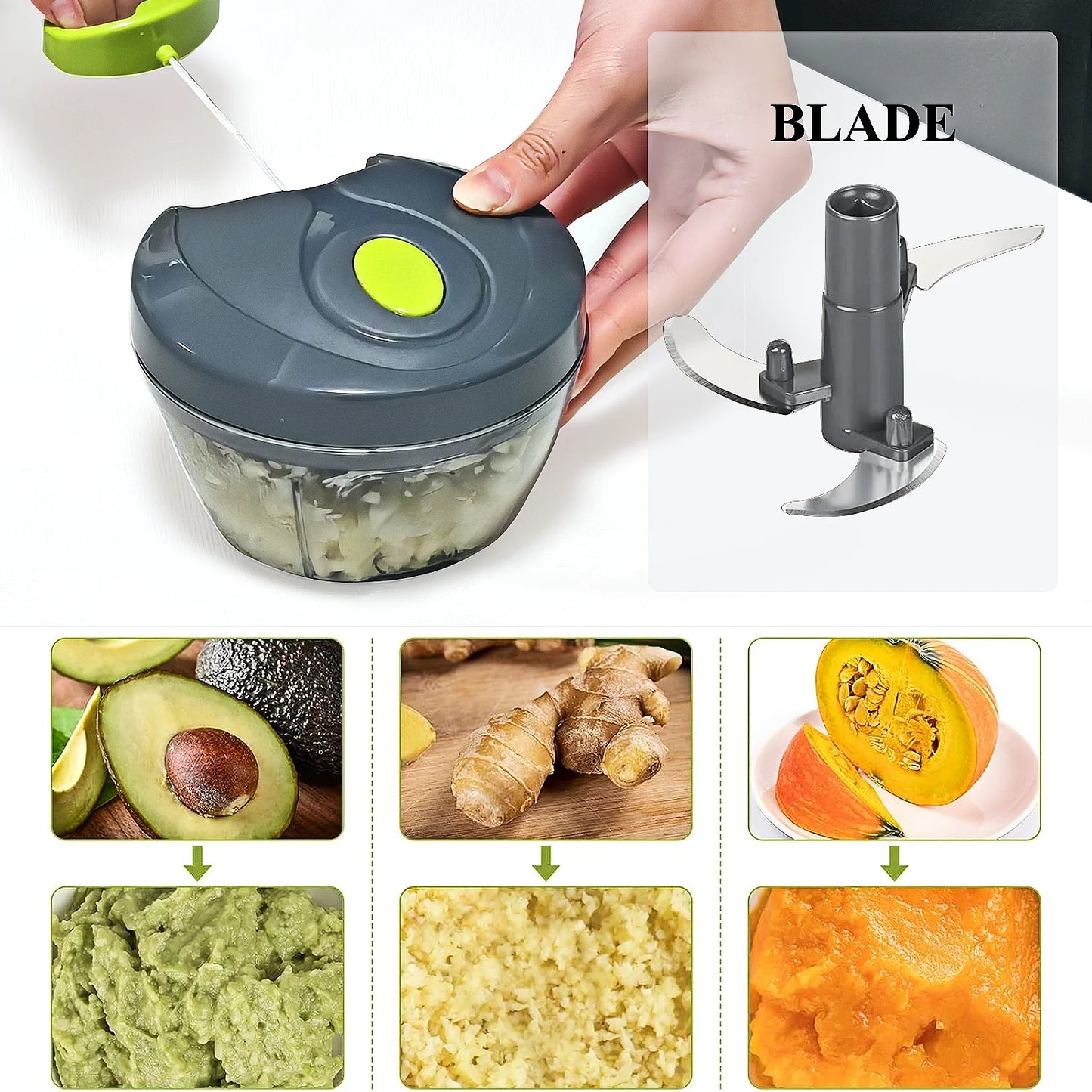 Cambom Manual Food Chopper Vegetable Cutter, Hand String Vegetable Chopper Onions Cutter for Vegetable Fruits Nuts BPA Free Food Safe Material