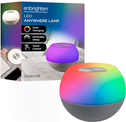 Color-Changing LED Lamp, Modern Night Light, Dimmable White & Vibrant RGB, Touch Sensor On/Off, Compact, Ideal for Bedside, Office, Dorm, Kid'S Room, Gray, 48080