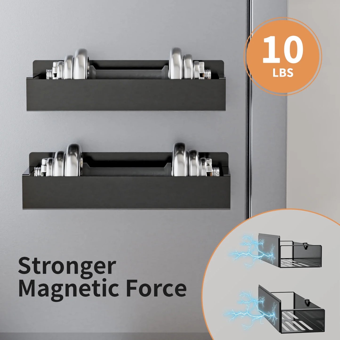 Magnetic Spice Rack Organizer, 4 Pack Moveable Fridge Spice Shelves for Refrigerator and Oven, Refrigerator Shelf-Black