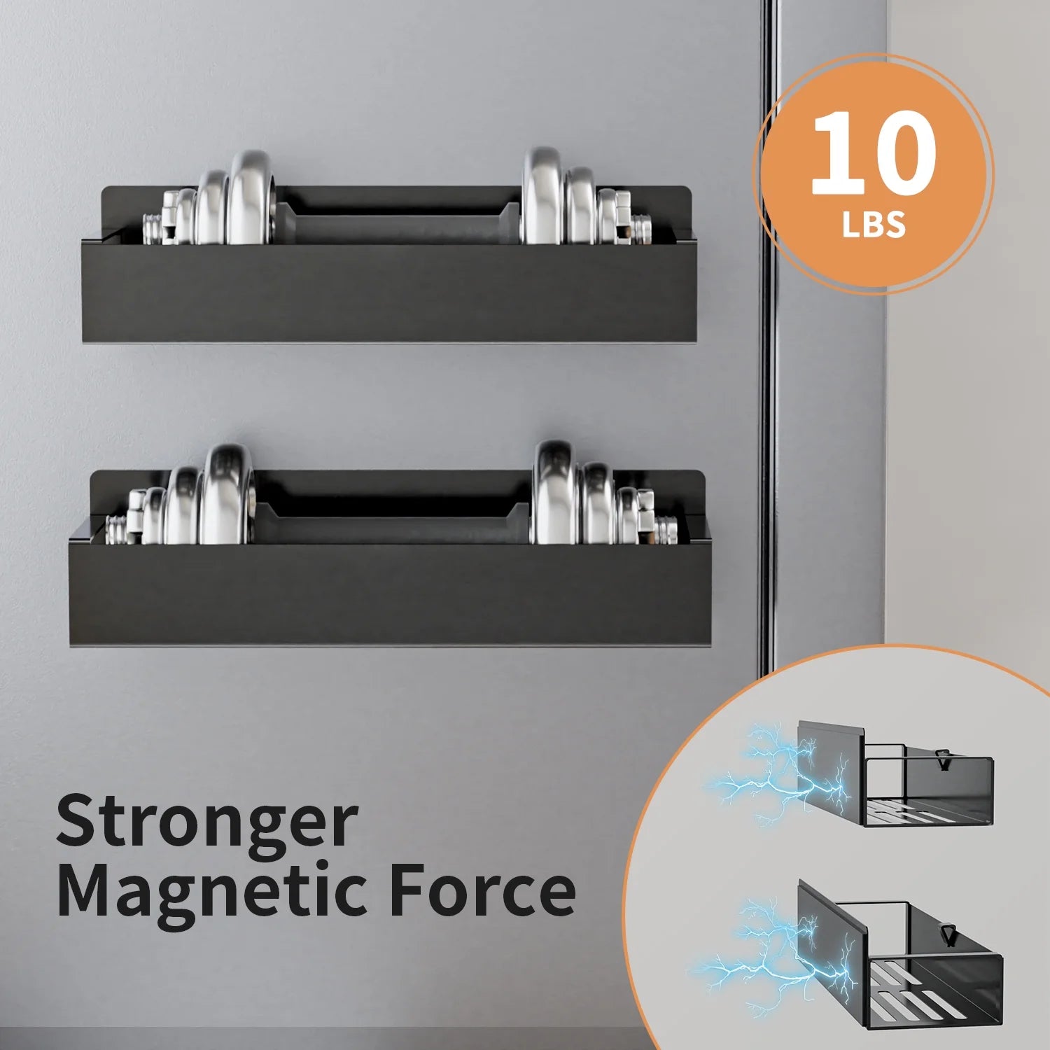 Magnetic Spice Rack Organizer, 4 Pack Moveable Fridge Spice Shelves for Refrigerator and Oven, Refrigerator Shelf-Black