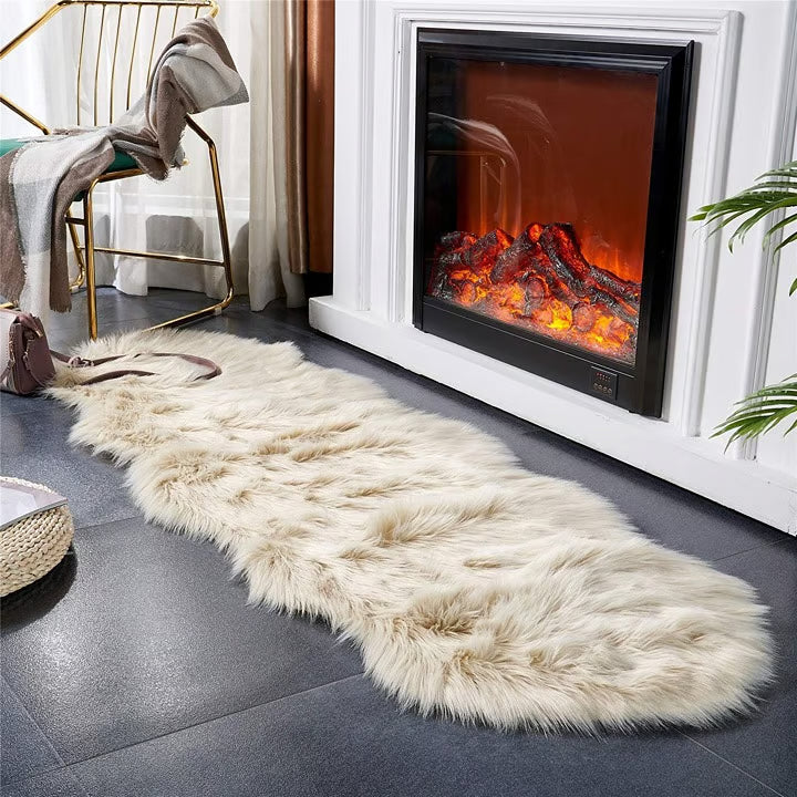 Ultra-Soft Beige Faux Fur Rug