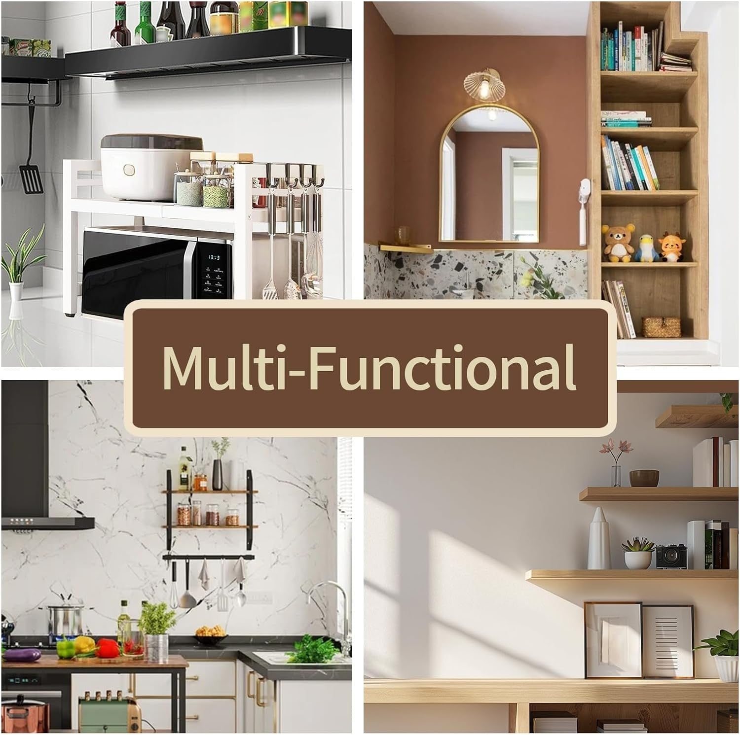 Microwave Oven Rack Expandable Countertop Heavy Duty Microwave Shelf 2-Tier Adju